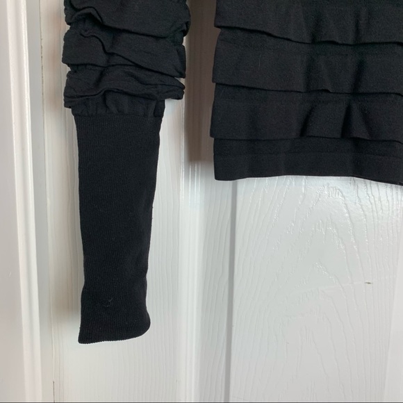 Emilio Cavallini Fitted Long Sleeve Top Tiered Ruffle - Picture 3 of 5